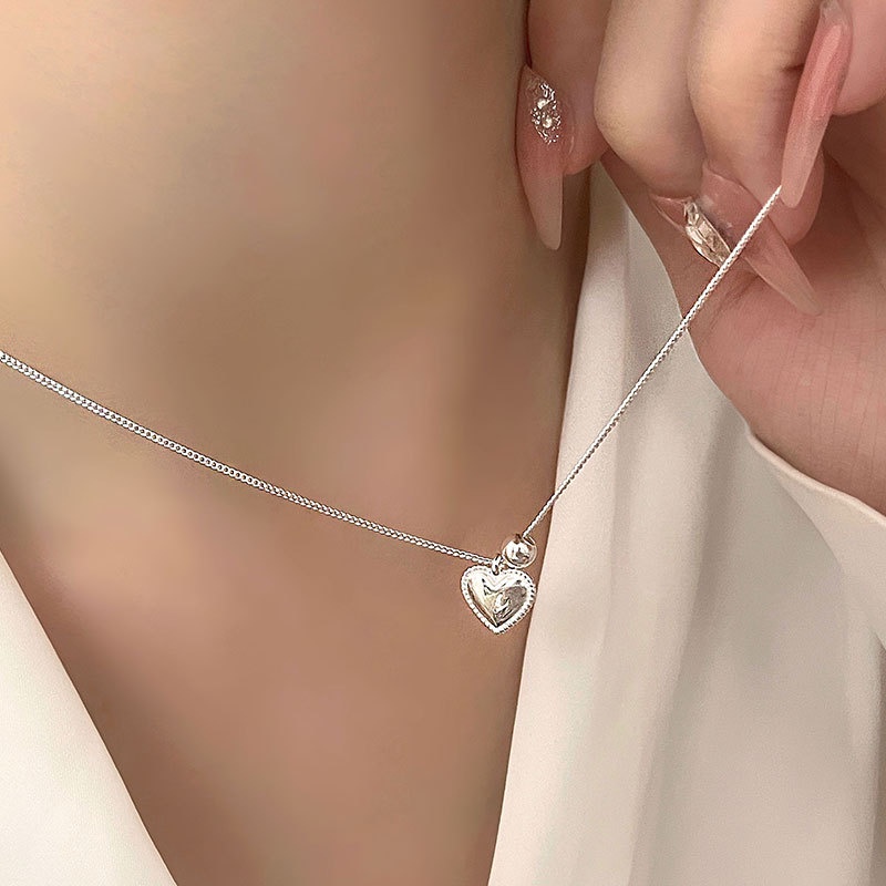 Dây chuyền bạc nữ Shiny Silver, vòng cổ bạc trắng bạch kim hình trái tim nguyên khối
