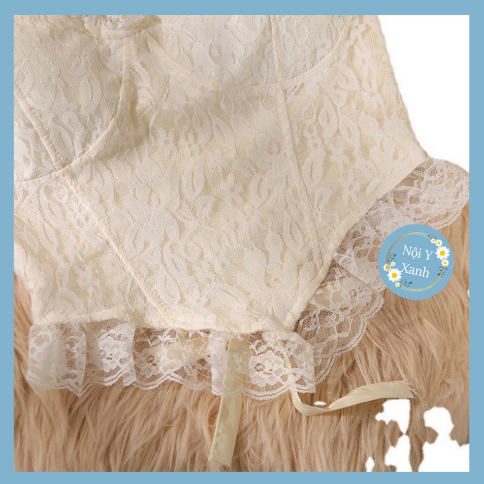 Áo lót nữ LENABRA, bra tiểu thư sang chảnh phối ren ôm body tôn dáng nội y xanh, chất đẹp, deal tốt