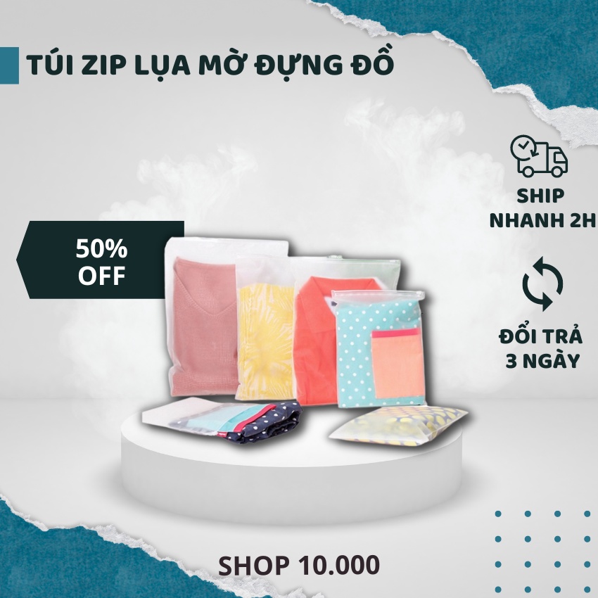 Túi zip lụa mờ đựng đồ nhiều kích thước