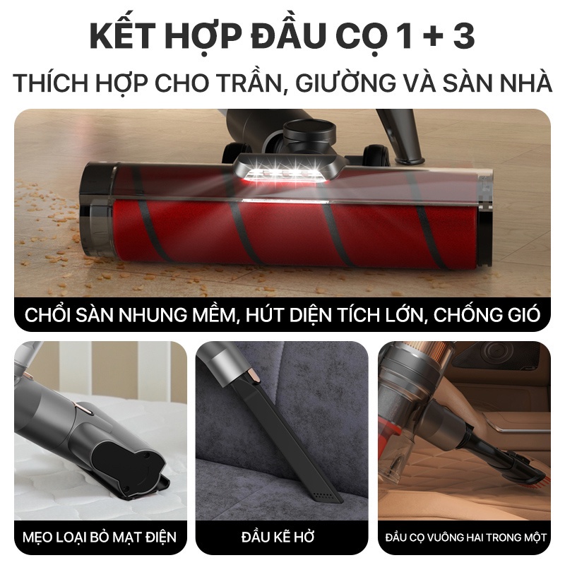Máy hút bụi không dây Deerma VC80 tích hợp màn hình led thông minh có thể tháo rời pin 3 chế độ hút lực hút 25kpa