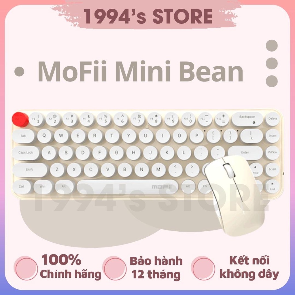 Bàn phím giả cơ và chuột không dây MoFii Candy Mini Bean dùng cho máy tính bàn, PC, laptop, điện thoại, máy tính bảng