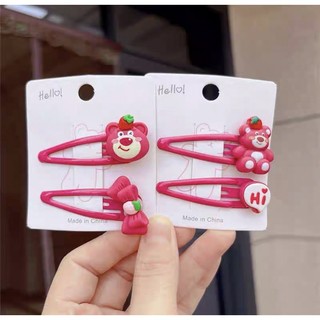 Set 2 Kẹp tóc , cột tóc hình gấu dâu lotso hồng sen hottrend