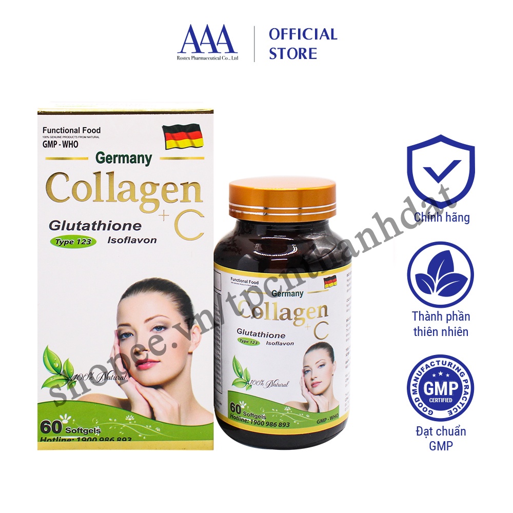 Viên uống COLLAGEN + C bổ sung Vitamin A E C giúp chống lão hóa da, mờ nám - Chai 60 viên