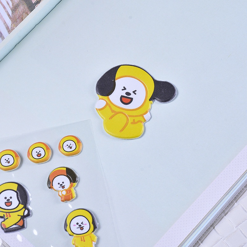 Miếng Dán PVC 3D Chống Nước Hình BTS BT21 Dễ Thương Trang Trí Sổ Tay DIY