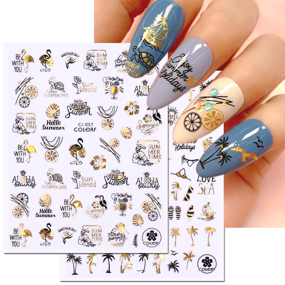 Miếng Dán Trang Trí Móng Tay 3D Hình Cây Dừa / Nàng Tiên Cá / Bãi Biển CHCJ055-063