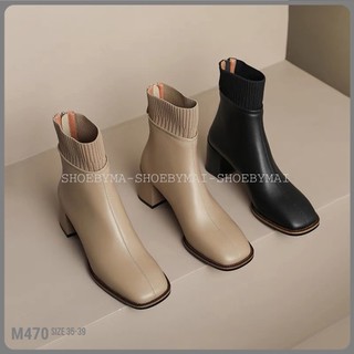 giày boot nữ chất liệu da cao cấp đế cao 7p cá tính M470