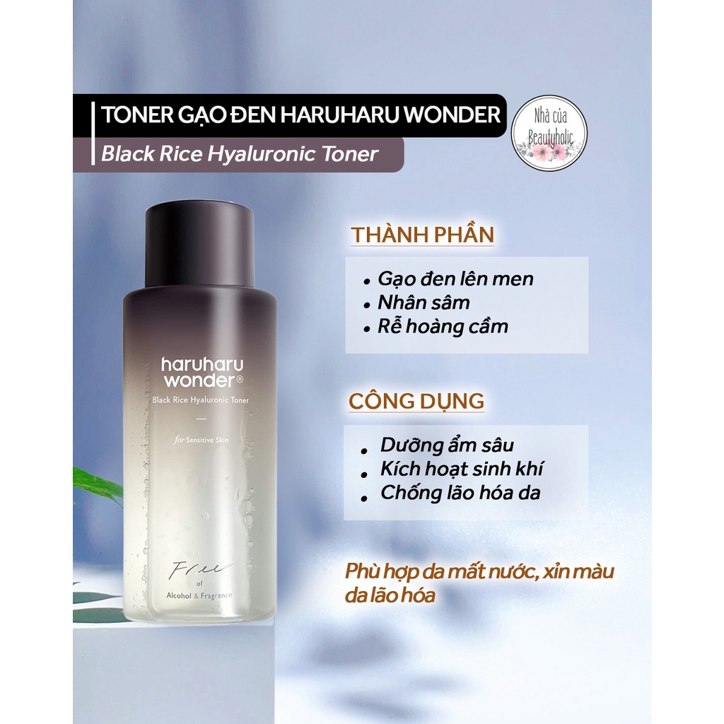 Toner gạo đen HARU HARU WONDER BLACK RICE HYALURONIC ACID