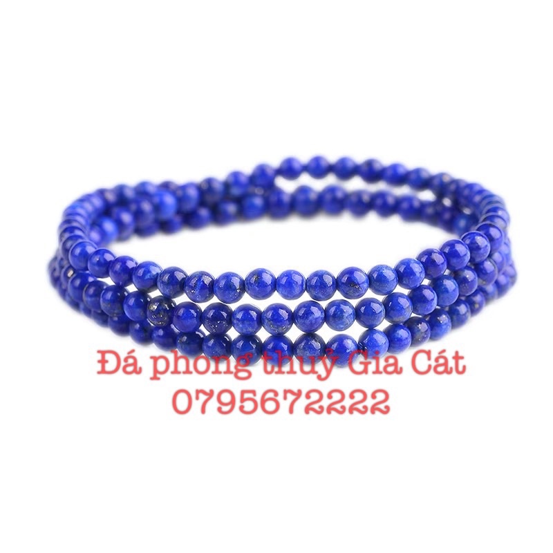Vòng tay đá lapis quấn 3 siêu đẹp mịn hàng kiểm định chuẩn