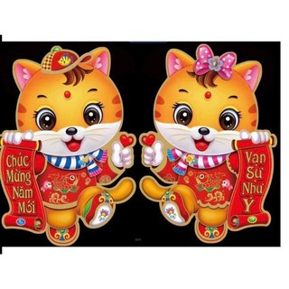 Decal tết dán cửa kính 2023 dán tường 2 mặt sẵn keo nhiều mẫu