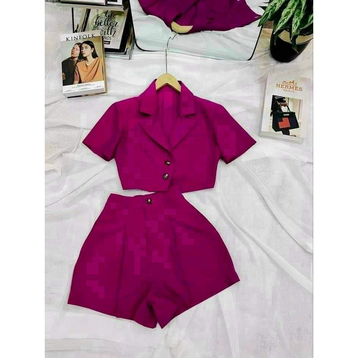 (FreeShip 2022) Sét bộ đùi nữ,áo vest from croptop kèm quần cạp cao có túi,chất tuyết mưa cao cấp,diện đi đâu cũng xinh