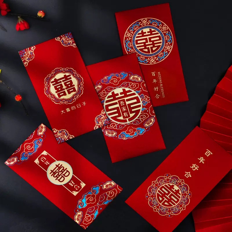 Bao Lì Xì Màu Đỏ Angpao 2024 Sáng Tạo bao lì xì đám hỏi