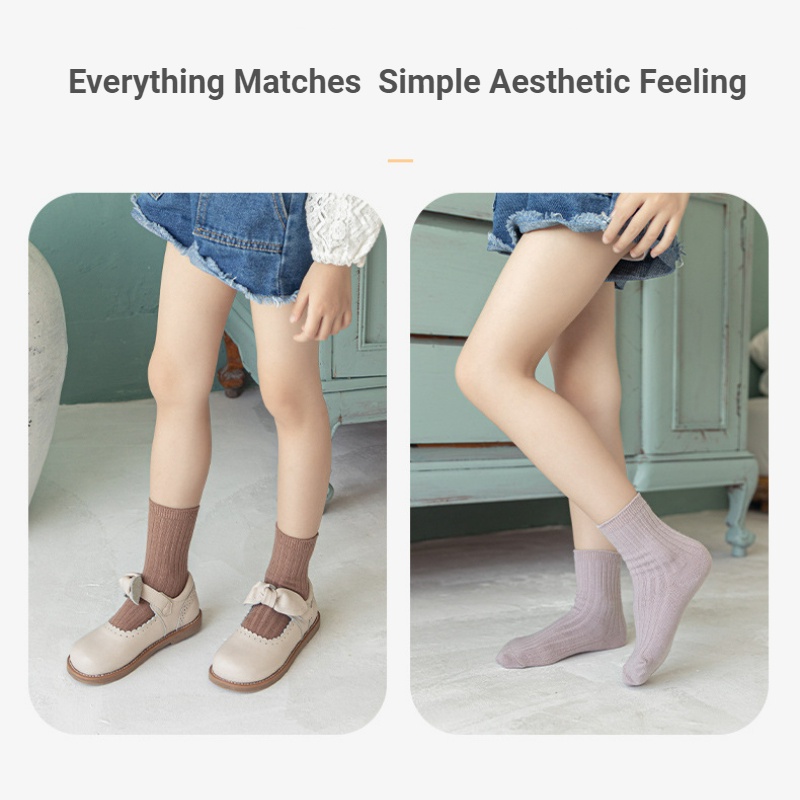 Vớ Cotton Chống Trượt Màu Sắc Đơn Giản Cho Bé