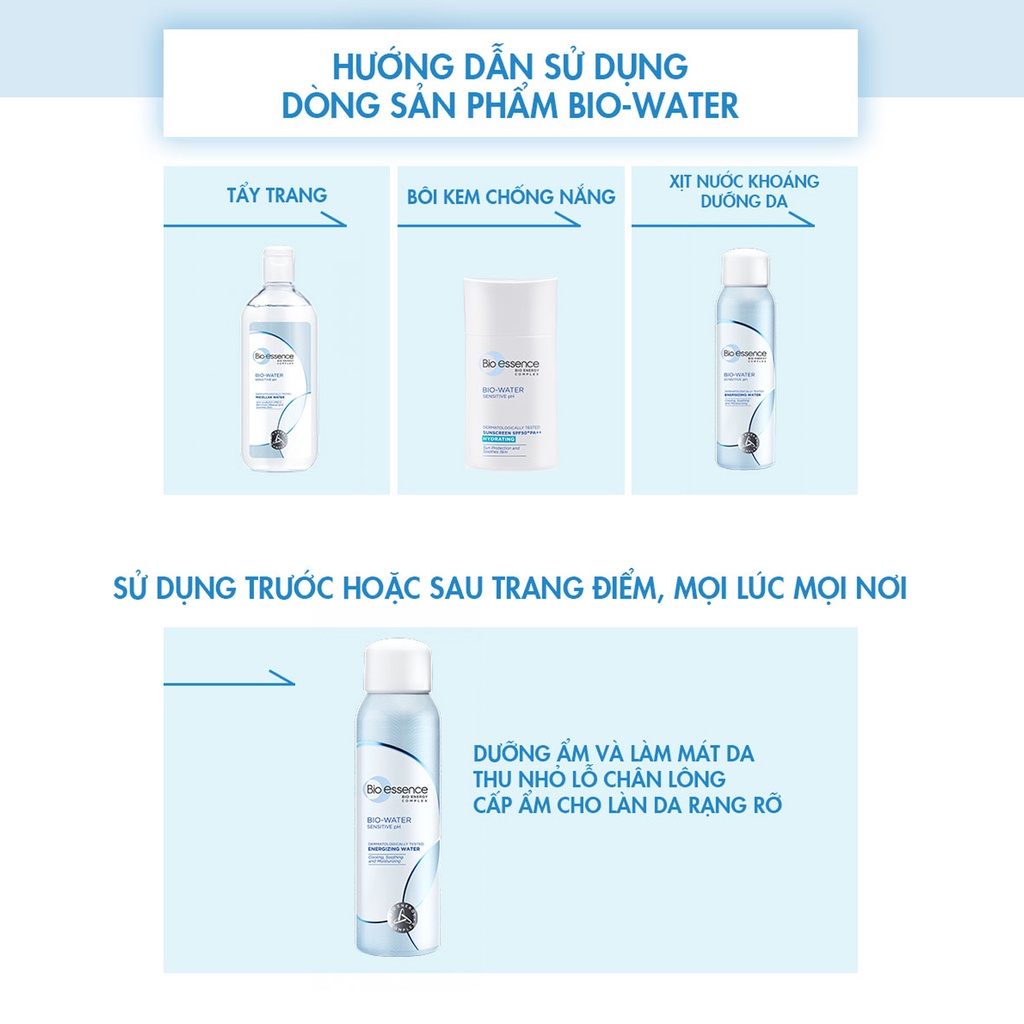 Nước tẩy trang ẩm mượt mịn màng Bio-Essence Bio-Water Bio-Essence Water Micellar Water 100ml