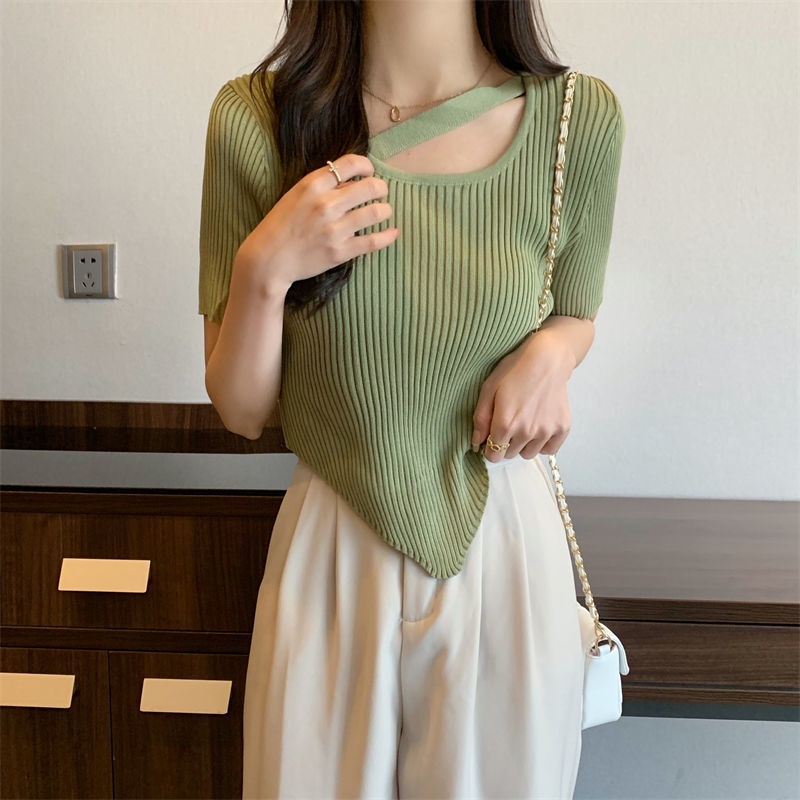 [Giao Ngay] Áo Thun Lụa Lạnh Tay Ngắn Màu Trắng Thời Trang Xuân Hè Cho Nữ