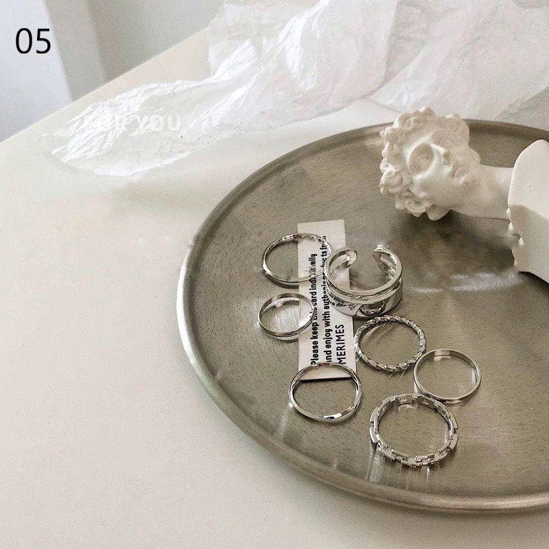Set nhẫn nữ bạc cá tính nữ đẹp đơn giản trơn đôi đeo ngón trỏ mayjewelry MJ026 #9