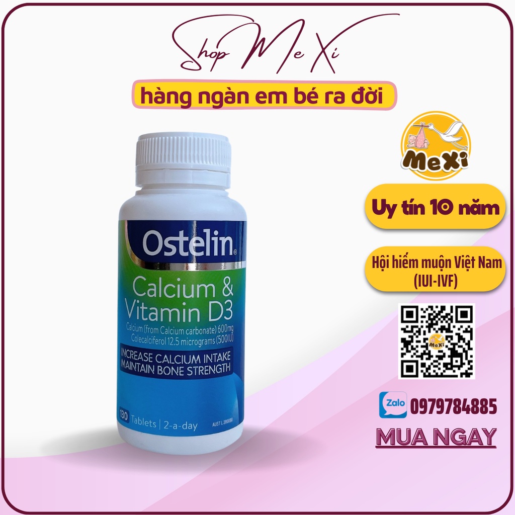 Canxi bầu Úc Ostelin Calcium & Vitamin D3 130 viên - bổ sung canxi cho bà bầu