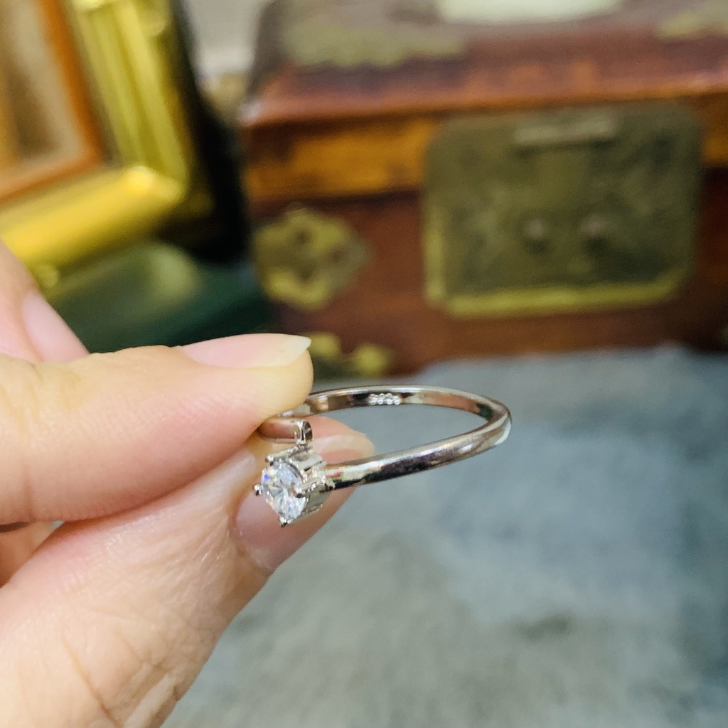 N6.209. Nhẫn bạc đa Cz sáng thanh lịch | Độc lạ | Vintage | Silver | Si Nhật | Japan | 2HAND | Bạc |trang sức nhật bản