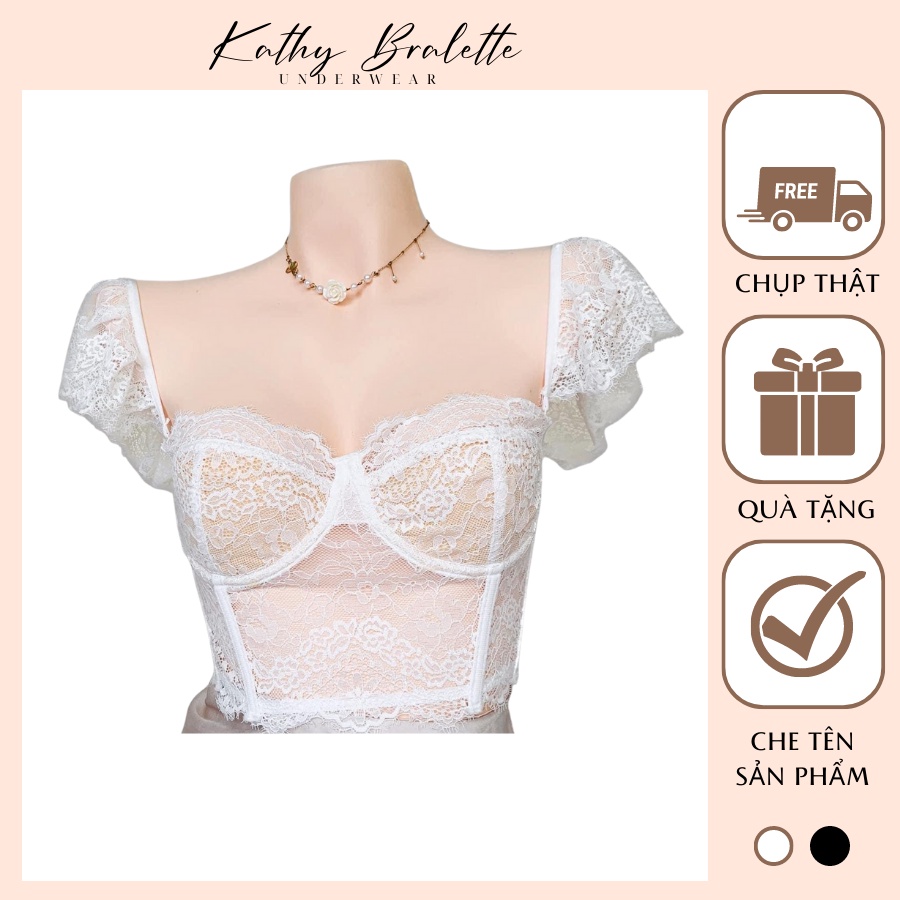 B06 Áo Kiểu Corset Ren Cao Cấp Mặc Được 3 Kiểu Tay Cánh Tiên Có Gọng Tặng Kèm Mút Rời Siêu Sang Chảnh