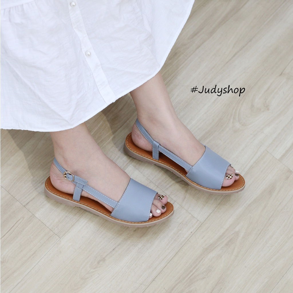 GIÀY SANDAL NỮ ĐẾ BỆT BẢN NGANG DA THẬT ĐẾ SU ÊM CHÂN VNXK