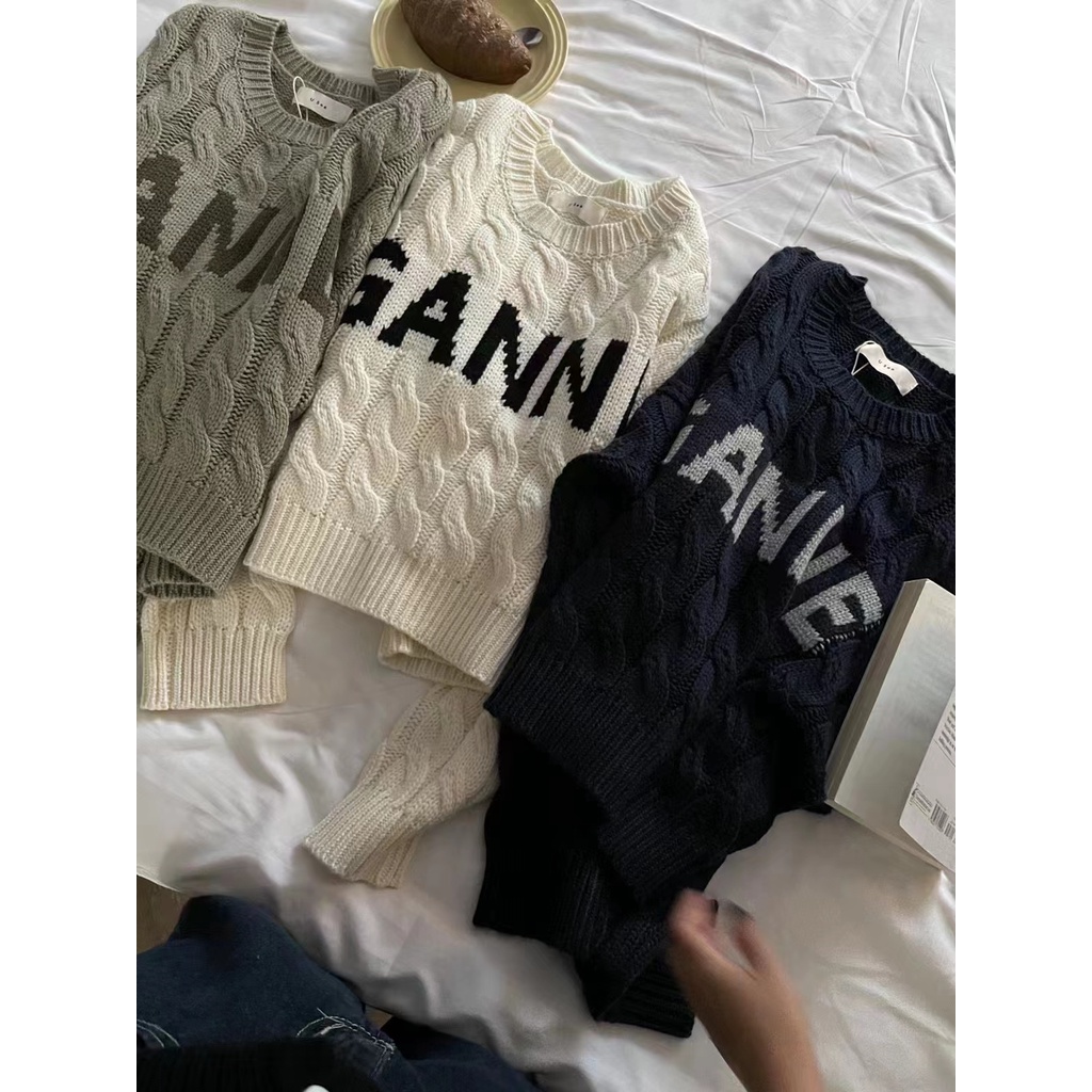 Áo Len Vặn Thừng Quảng Châu Montoghi Mềm Mịn Cổ Tròn Dài Tay Phong Cách Hàn Quốc 1993 Boutique