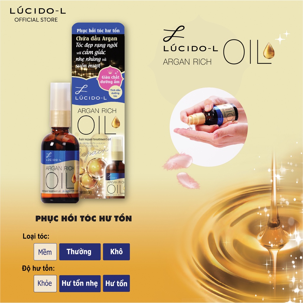 Tinh Dầu Dưỡng Tóc Phục hồi Hư Tổn LÚCIDO-L HAIR REPAIR TREATMENT OIL 60ml