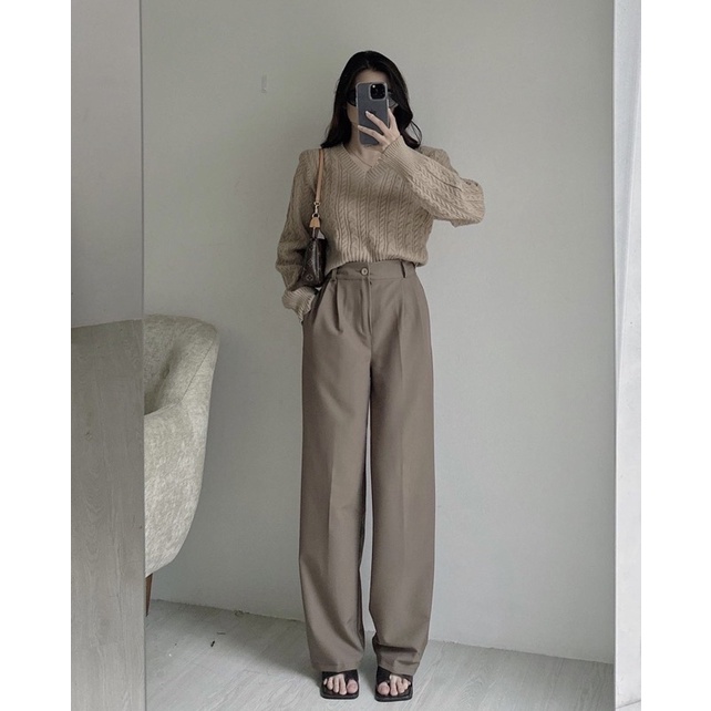 [NEW]ÁO LEN THỪNG CROPTOP CỔ V CÓ ĐỆM VAI 7611