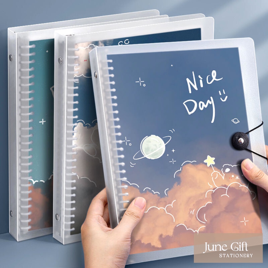 Sổ còng sắt bìa dễ thương hình gấu, thỏ đựng được 200 tờ (400 trang) giấy size B5/A5