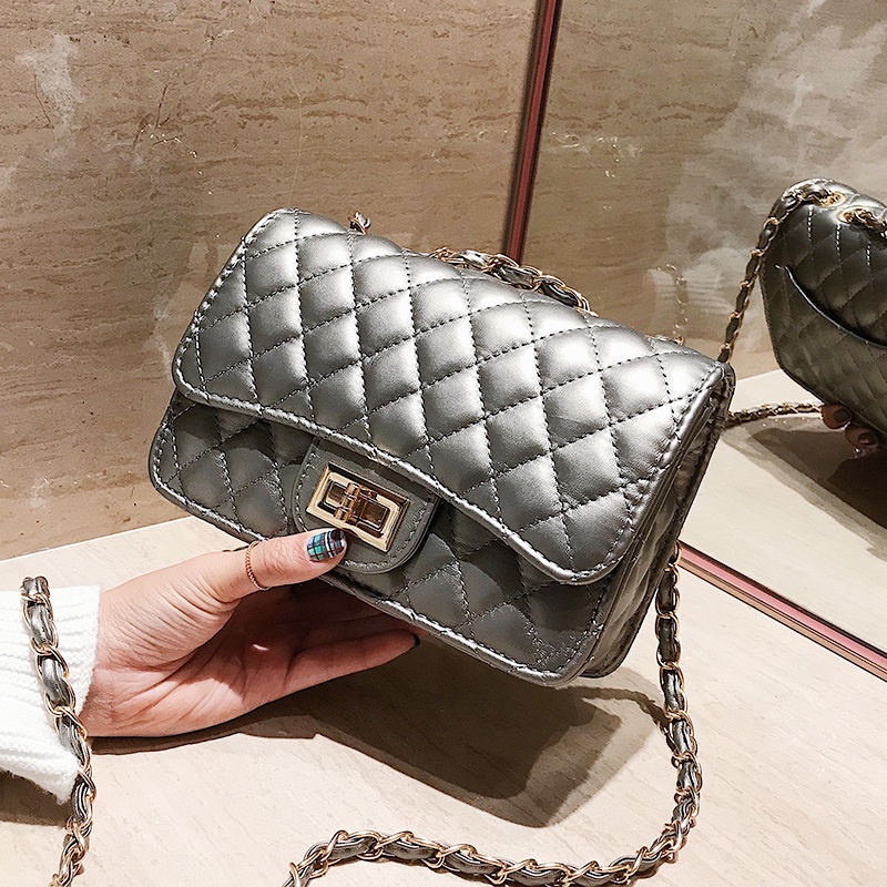 Túi Đeo Chéo Vai Có Dây Xích Kiểu Hình Thoi Nhỏ Nhắn Phong Cách Hàn Quốc Dành Cho Nữ