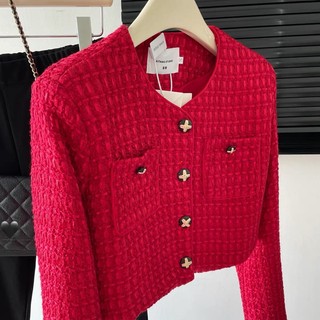 Khoác dạ tweed đỏ mùa thu đông { Ảnh Thật shop chụp ở cuối }