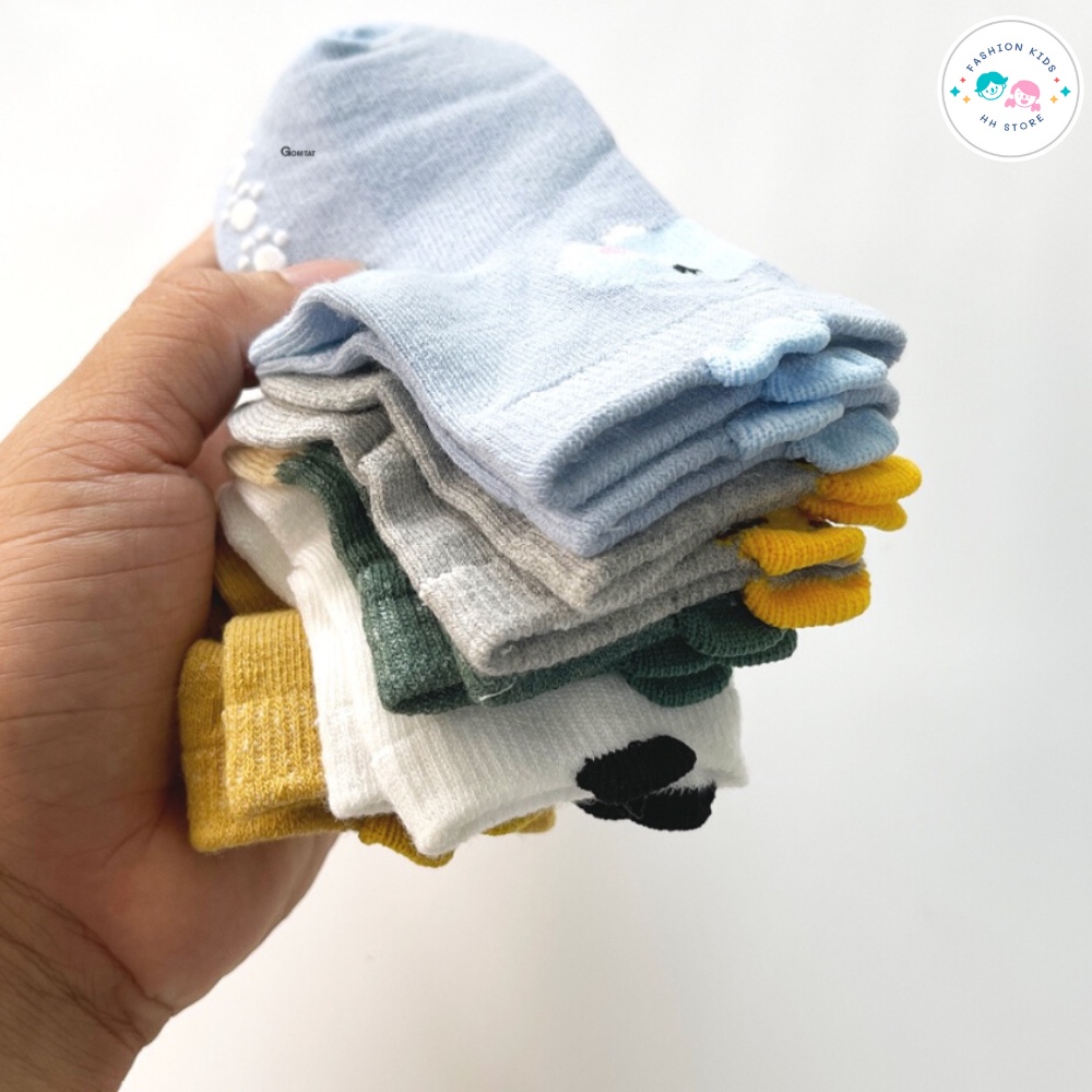 Set 5 Đôi Tất Vớ Cho Bé Trai Bé Gái 0-5 Tuổi Cotton Co Giãn Cao Cấp Thoáng Khí Họa Tiết Hoạt Hình Dễ Thương