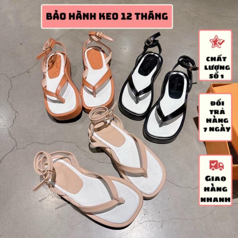 GIÀY SANDAL XỎ NGÓN ĐẾ CAO 3 PHÂN CHẤT LIỆU DA SI MỀM