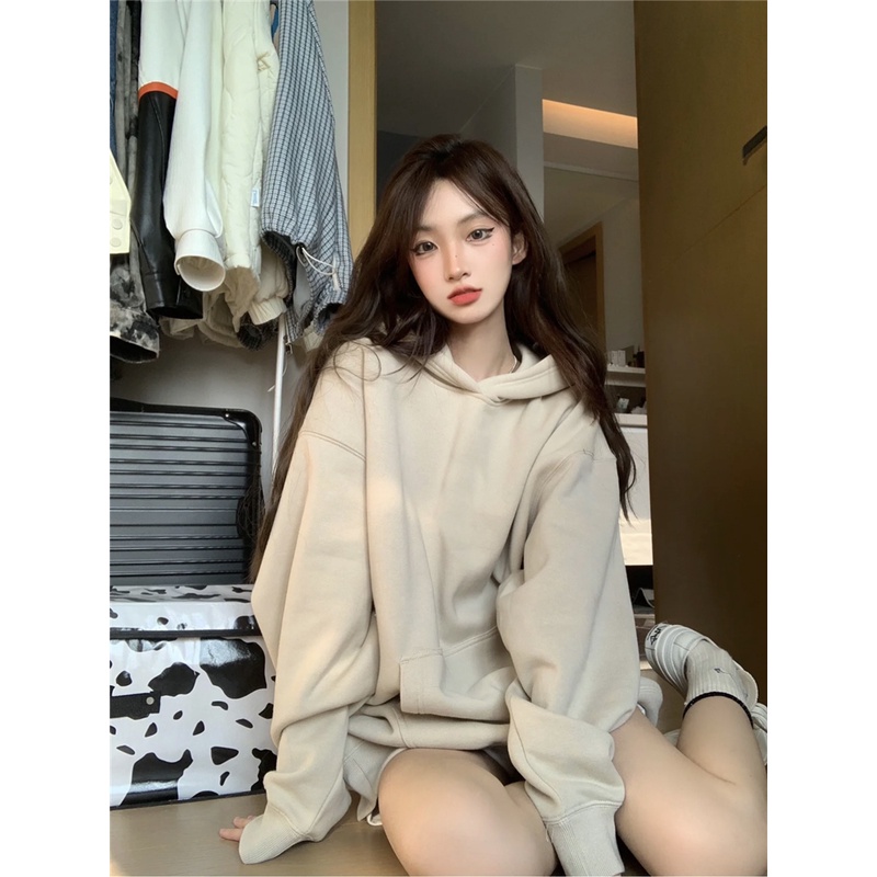 Áo hoodie trơn nam nữ màu be form rộng Yinxx, hoddie unisex nỉ bông dày dặn HD48 | BigBuy360 - bigbuy360.vn