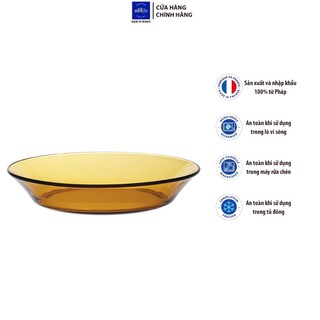 Bộ 2 dĩa D3007D Duralex - Lys Vàng Amber 19.5 cm Thủy tinh cường lực cao cấp Pháp [Chính Hãng]