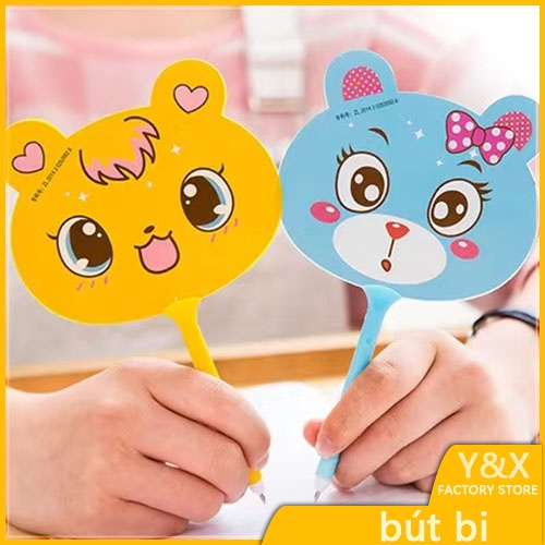 Y&amp;X Bút Bi Mực Xanh Thiết Kế Kiêm Quạt Cầm Tay Tiện Dụng