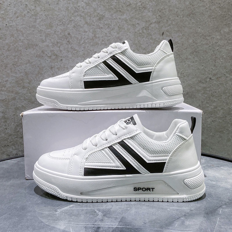 Giày Thể Thao Đế Dày Họa Tiết Kẻ Sọc Thời Trang Hàn Quốc Cho Nữ