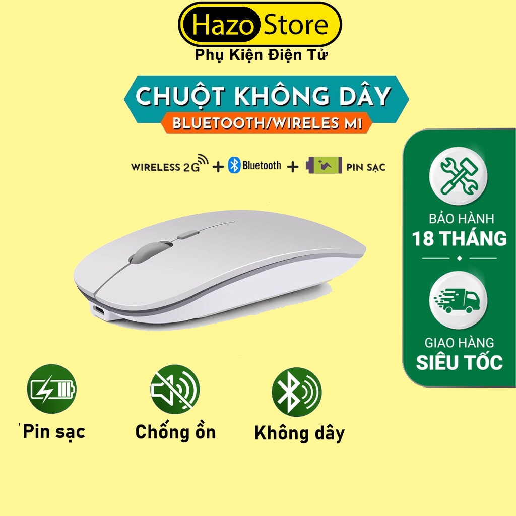 Chuột không dây tự sạc M1 Cao Cấp (Wireless/Bluetooth Mouse Re-chargeable) chuyên dùng cho Máy tính, Laptop, Phone, Tivi
