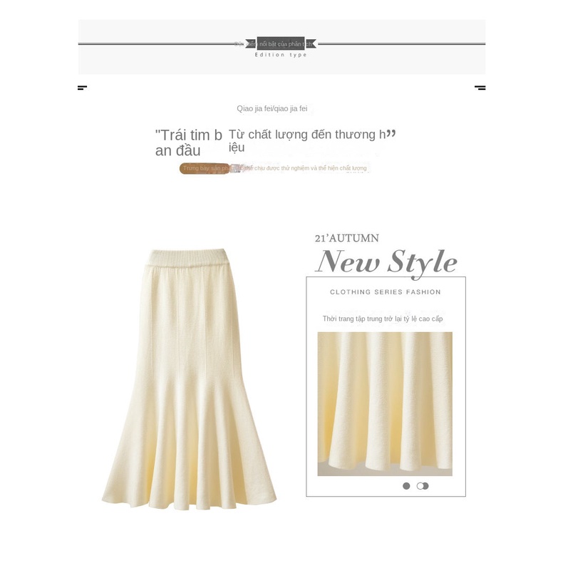 Chân Váy Đuôi Cá Dài Lưng Cao Thời Trang Thu Đông Dành Cho Nữ