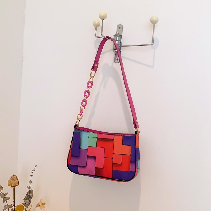 Túi Đeo Vai Phối Dây Xích Phong Cách Hàn Quốc Thời Trang Cho Nữ