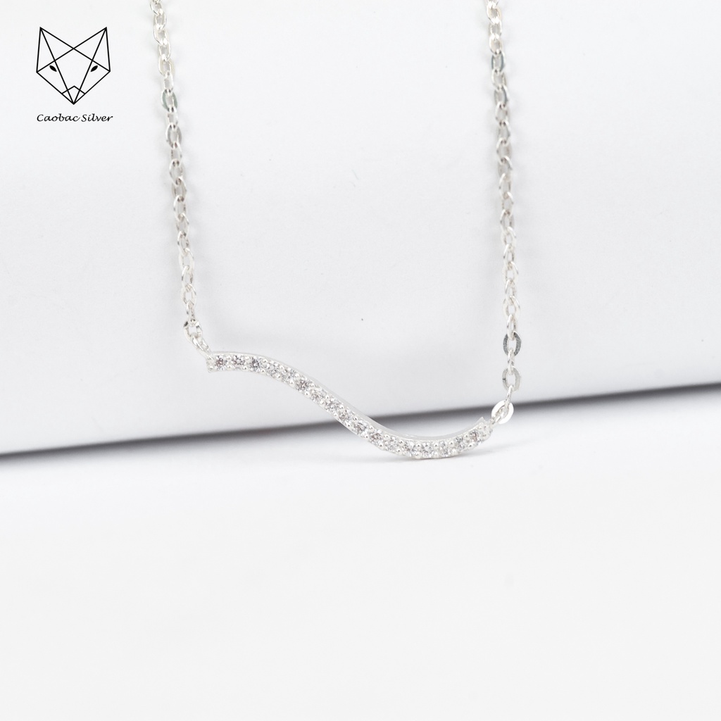 Dây Chuyền Bạc Ta Cao Cấp CaoBac Silver Thiết Kế Kiểu Dáng Sóng Đính Đá Lấp Lánh Độc Lạ Bắt Mắt Làm Quà Cho Bạn Nữ