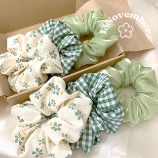  Scrunchies Set Cột Tóc Vải Hoạ Tiết Hoa Xanh Bơ Size Lớn  Xinh Xắn Dễ Thương Phồng To Hot Trend Hàn Quốc #08