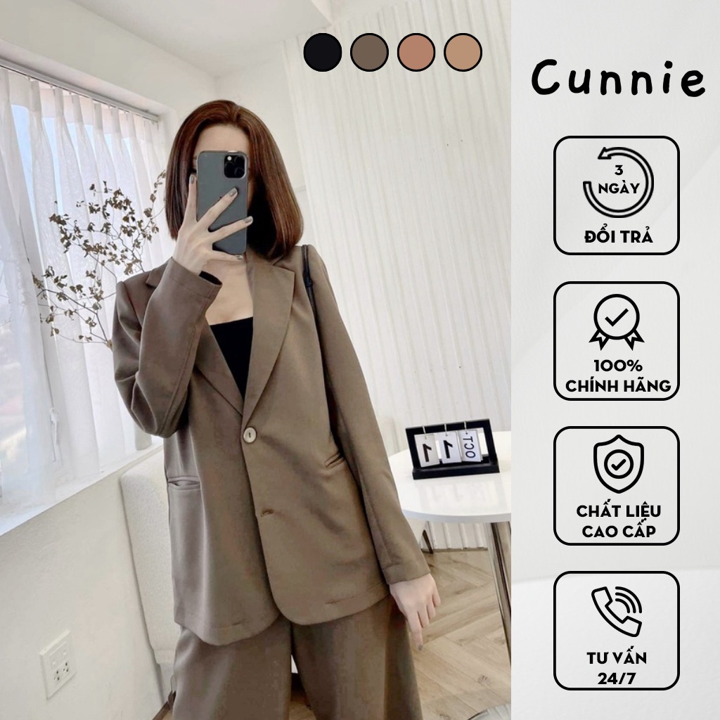 Áo blazer dài tay tuyết mưa CUNNIE V276 4 màu basic, áo vest trơn mỏng khoác ngoài