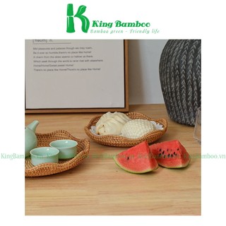 Đĩa mây thấp đựng hoa quả đồ ăn mây tre đan KING BAMBOO
