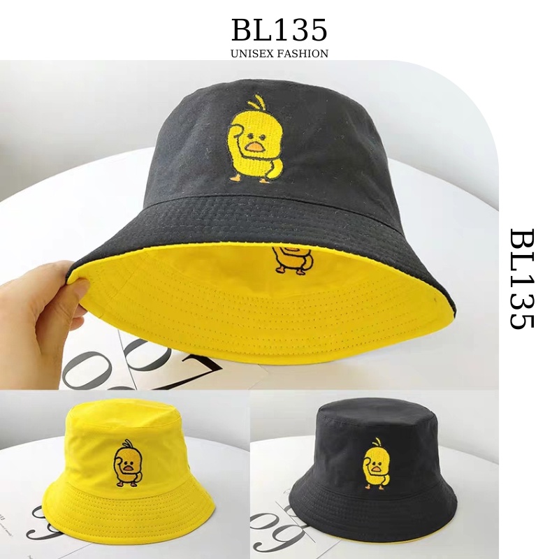 Nón Tai Bèo Nam Nữ 2 Lớp Thêu, Mũ Bucket Vành Tròn Con Vịt Đáng Yêu Bl135