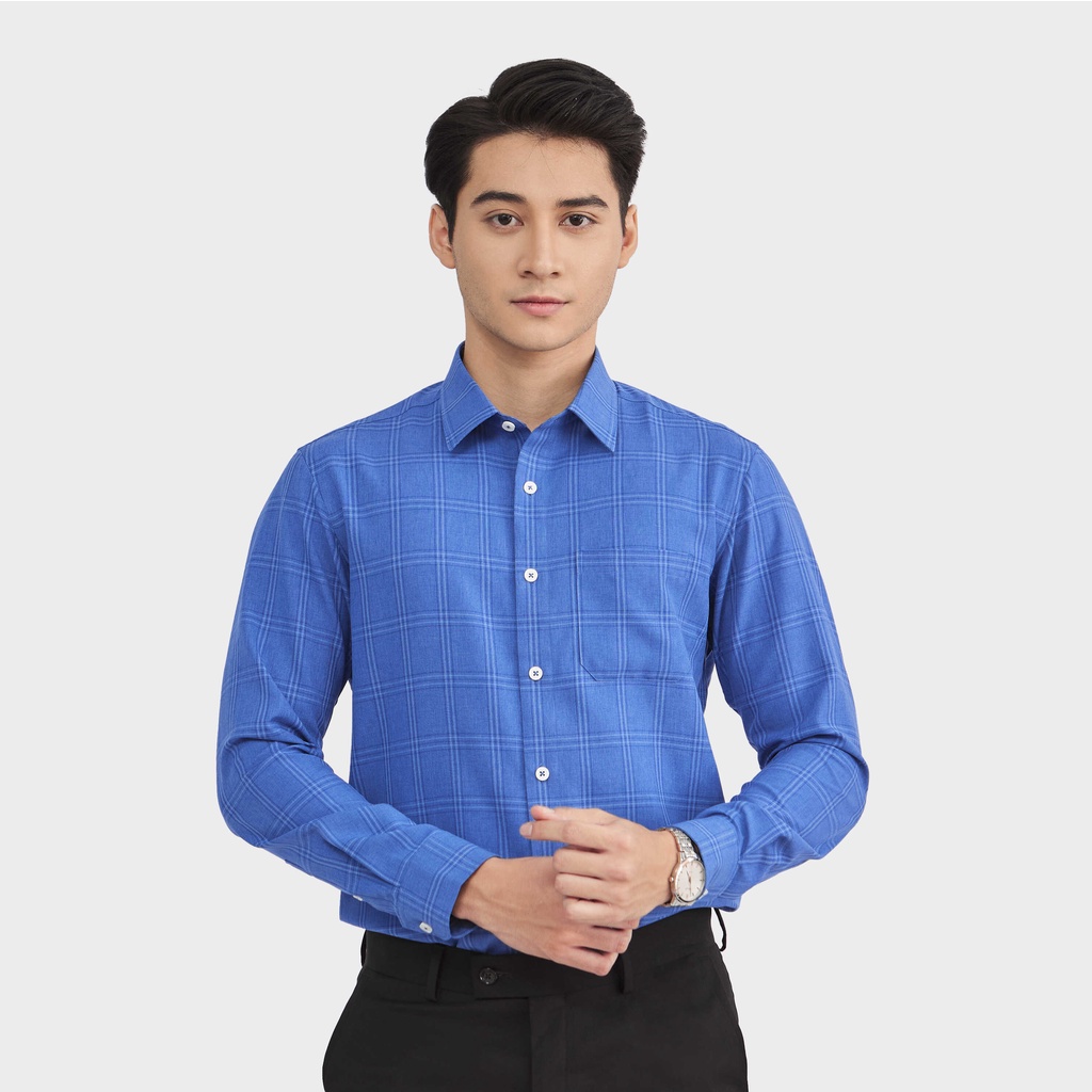 (Mẫu mới) Áo sơ mi nam dài tay Aristino phom Regular fit thiết kế kẻ caro xanh lịch lãm, thời thượng - ALS08402