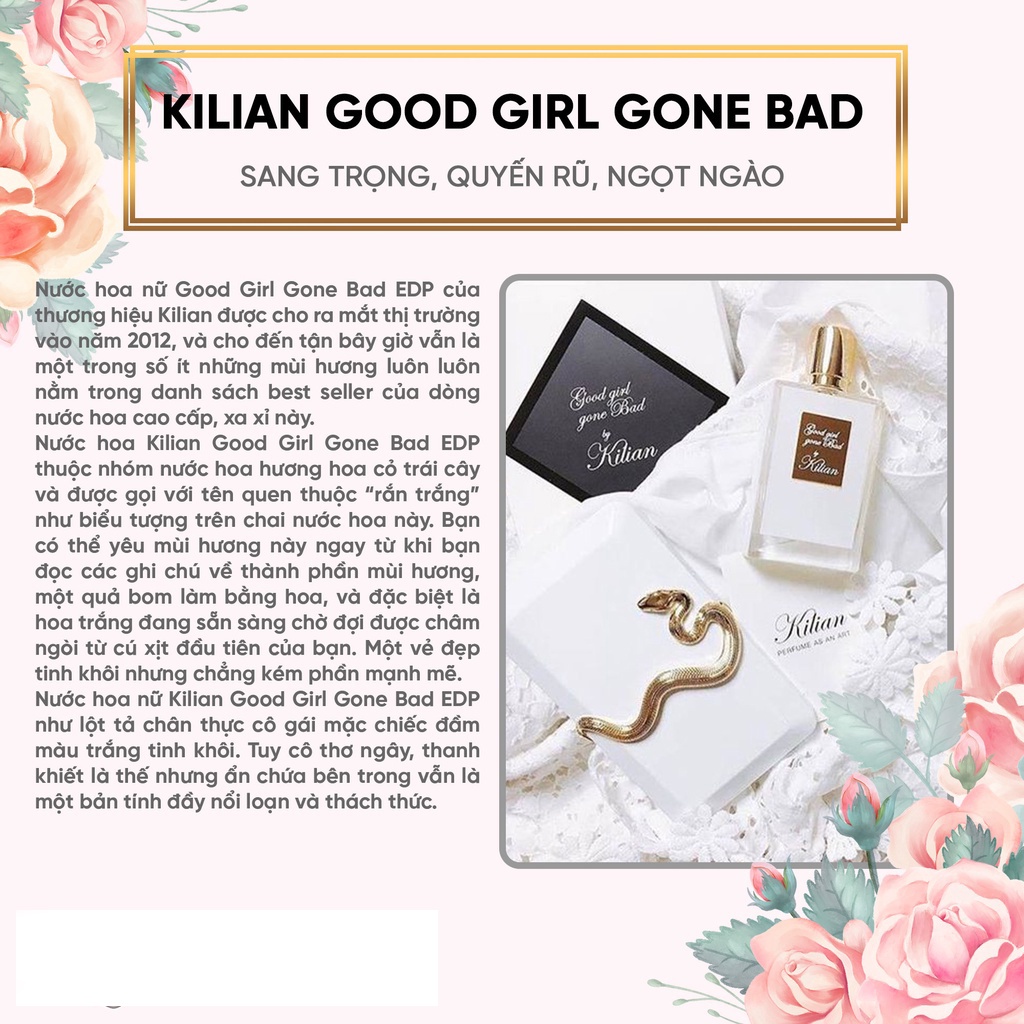 Nước Hoa Nữ Rắn Trắng Kilian Good Girl Gone Bad - Dầu thơm nữ tính quý phái bậc nhất siêu hot | BigBuy360 - bigbuy360.vn