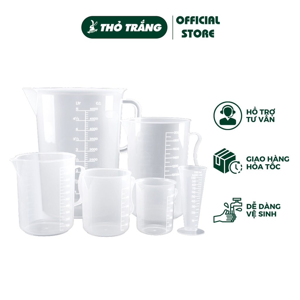 Ca đong định lượng pha chế dung tích 50ml - 100ml - 250ml - 500ml -1000ml đẹp dày dặn có quai (Không Nắp)