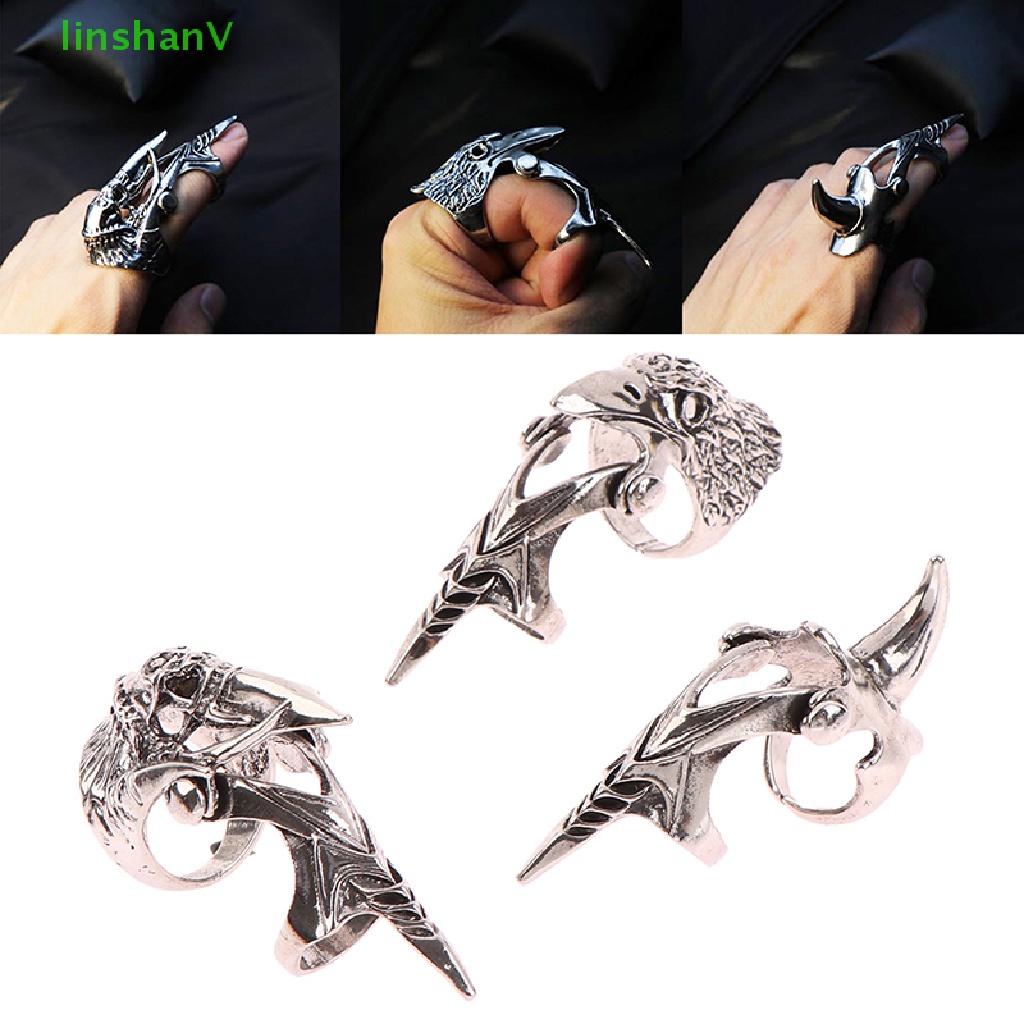Nhẫn Đeo Khớp Ngón Tay Kim Loại Hình Đầu Lâu Đại Bàng Cá Tính Phong Cách Punk Vintage [Mới