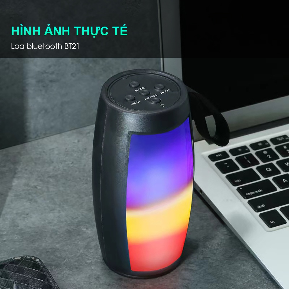 Loa bluetooth không dây mini SIDOTECH 211 bass mạnh âm thanh vòm LED RGB rực rỡ cho điện thoại laptop để bàn