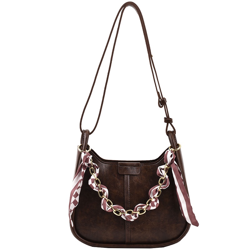 Túi Đeo Vai Bằng Lụa Phối Dây Đeo Sợi Xích Phong Cách Hàn Quốc Cổ Điển Thời Trang Cho