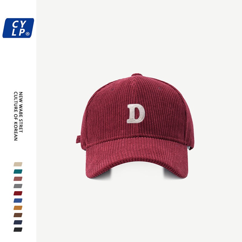 Mũ Lưỡi Trai Nhung Kẻ In Chữ D Phong Cách Hàn Quốc Giản Dị